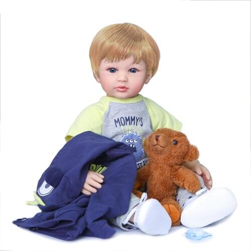 Reborn Toddler Dolls 24'' Handmade Lifelike Silicone Vinyl baby boy Doll bebe reborn bonecas gift