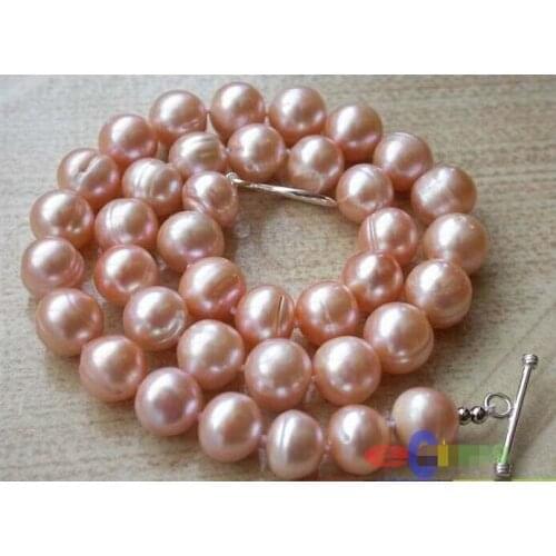 Individual 11-12MM PINK ROUND FRESHWATER PEARL NECKLACE 17"