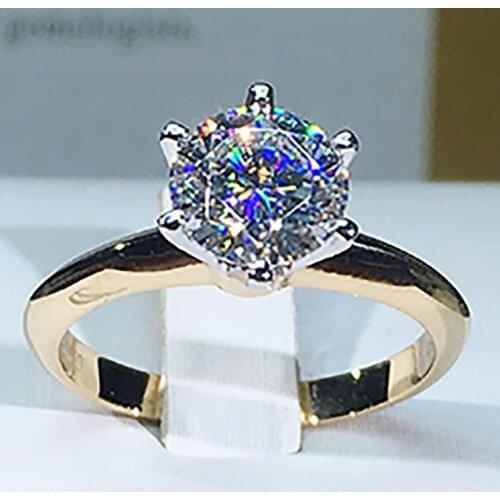 18K Yellow White Gold Women Wedding Party Engagement Ring 1 2 3 4 5 Carat Round Moissanite Diamond Ring Crown Trendy Classic