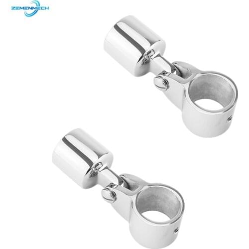 2PC Stainless Steel Boat Bimini Top Fitting Slide Cap Slide Sleeve Pipe Eye End Cap Jaw Slide Clamp External Eye End Canopy Tube