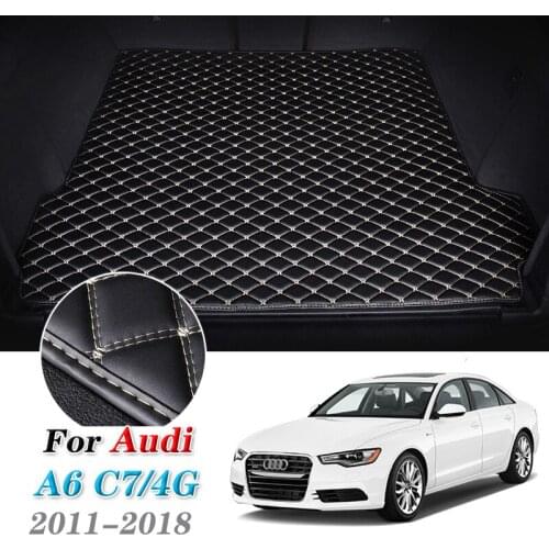Leather Car Trunk Mat For Audi A6 C7 4G 2011 2012 2013 2014 2015 2016 2017 2018 Trunk Boot Mat Liner Pad A6L Quattro Cargo Liner