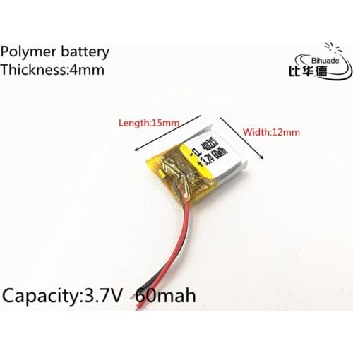 5pcs/lot 3.7V 60mAh 401215 Lithium Polymer Li-Po li ion Rechargeable Battery cells For Mp3 MP4 MP5 GPS