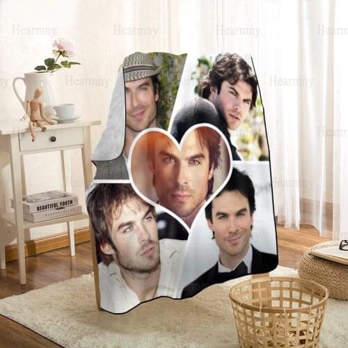 Cute Ian Somerhalder Throw Blanket Personalized Blankets On For The Sofa/Bed/Car Portable 3D Blanket For Kid Home Textiles