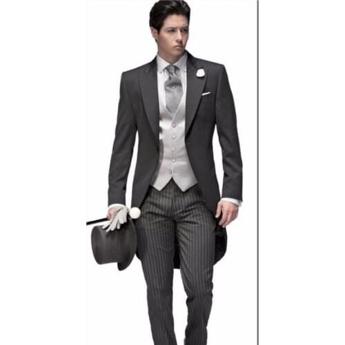 Morning Style Groomsmen Custom Made Groom Tuxedos One Button Men Suits Wedding Best Man Blazer ( Jacket+Pants+Vest ) C128