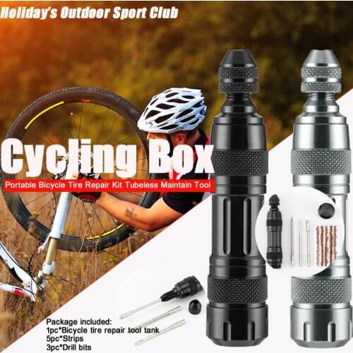 Niversal Tire Repair Kit 5pcs Rubber Strip And Bicycle Tire Repair Drill For MTB Road Bike Tubeless Repair Tool Simple Set