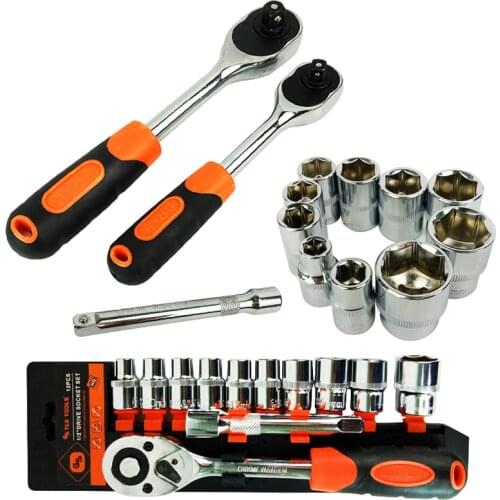 12 in1 Wrench Combination Set Vanadium Steel Torque Ratchet Wrench Set 1/4 "3/8" 1/2 "CR-V Universal Vehicle cycle Socket Wrench