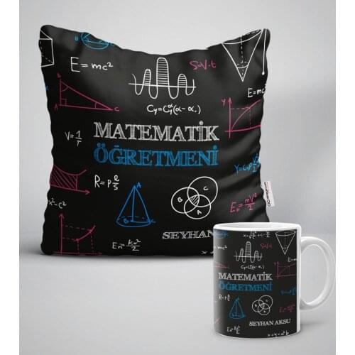 Personalized Math Teacher White Pillow Mug Seti-11