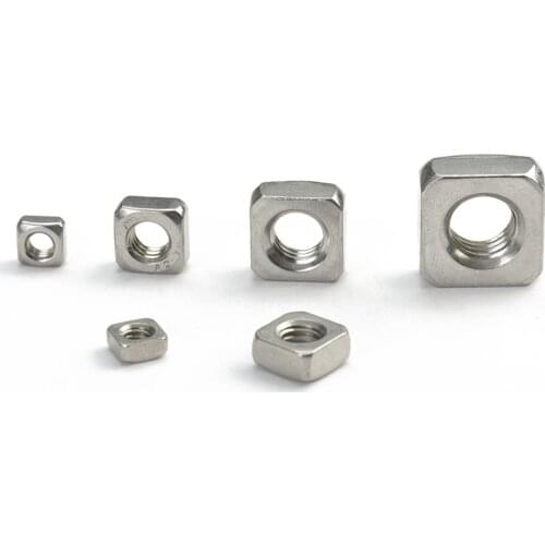 100pcs/lot DIN557 Stainless steel square nut M3 (5.5*2.4mm) M4 (7*3mm) M5 (8*3.8mm)