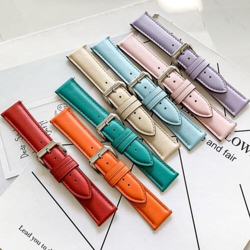 22mm Genuine Cow Leather Strap Stainless Steel Buckle Men Women Replacement Band for Samsung Galaxy S3 Huawei Watch GT 2 46mm