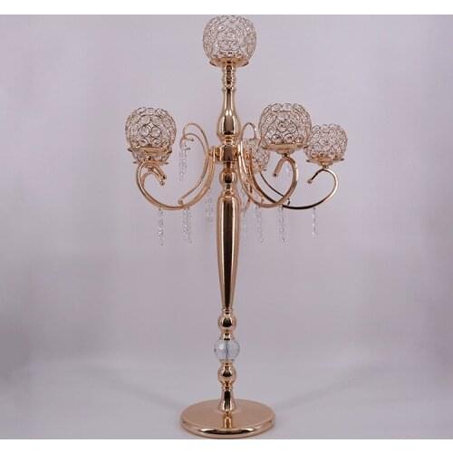 Luxury gold crystal candelabra crystal candel holder wedding centerpiece road leads Table decoration 10pcs/lot