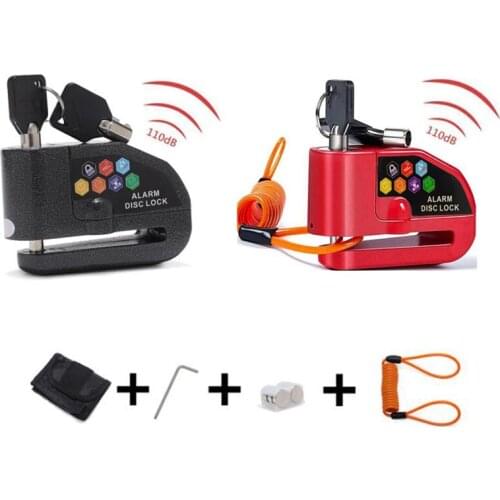 Motorcycle bike Alarm sound lock Cycling disc brake lock 110db loud Security Waterproof Anti-theft bicycle lock Reminder rope