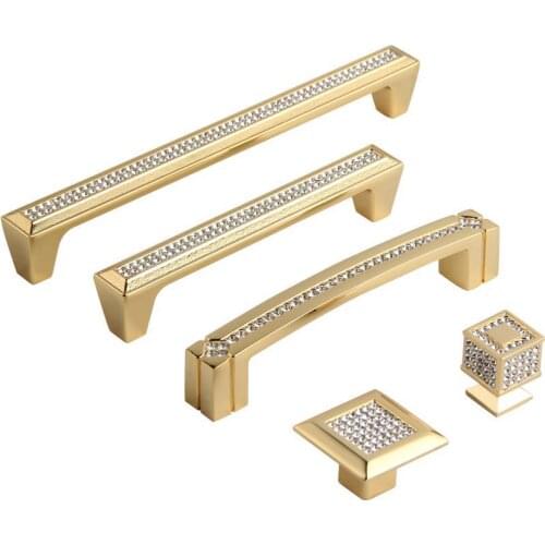 Modern Minimalist Locker Exposed Shoes Wine Cabinet Handles for Furniture Cabinet Crystal European-style Golden Wardrobe