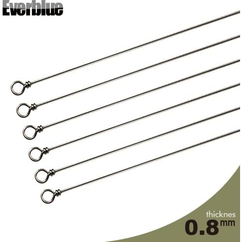 EVERBLUE 50PCS 0.8 Thickness 150mm Looped Spinner Wire Shafts Stainless Steel Wire Forms Fishing Lure making Parts Tackle Craft