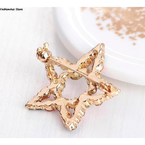 Wedding Jewelry Hollow Out Christmas Gift Fashion Star Rhinestone Brooch Pins For Girls Women 3.4*3.4cm/1.3*1.3inch