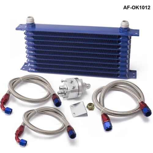 UNIVERSAL 10 ROW OIL COOLER KIT WITH OIL FILTER RELOCATION KIT FOR TURBO RACE AF-OK1012