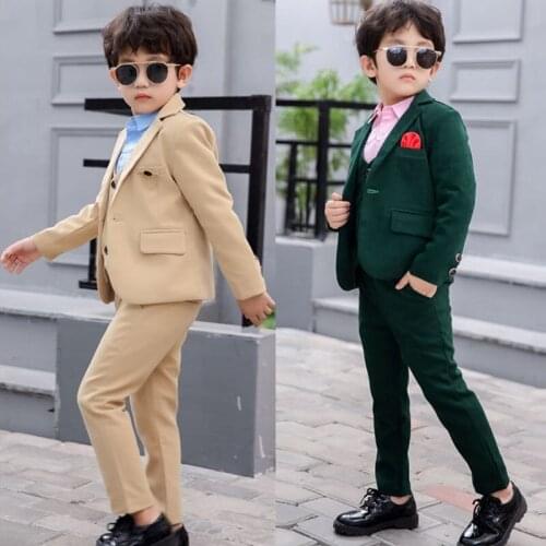 Spring Flower Boys Formal Suits Clothing Set Kids Coat Vest Pants 3Pcs Wedding Tuxedo Suit Children Blazer Birthday Costume,H118