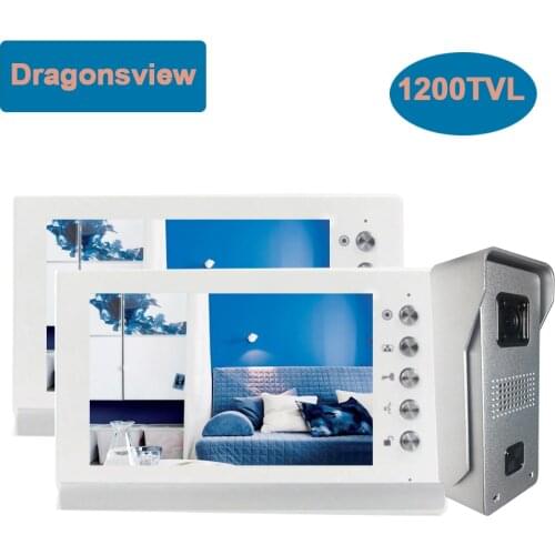 Dragonsview 7 Inch Video Intercom System For House and Villa Doorbell Camera 1 Monitor 2 Monitors Unlock Night Vision IR Leds