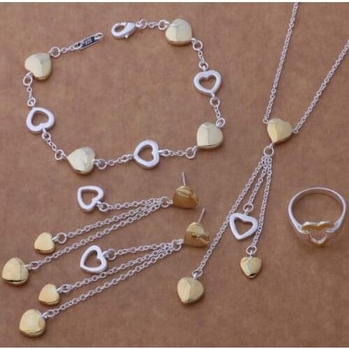 925 sterling silver Jewelry Sets Bracelet 112 + Necklace 607 + Earring 295 + Ring 231 /auyajmfa dtwamlda AS282
