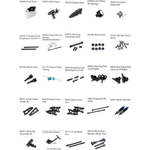 HSP RACING RC CAR SPARE PARTS ACCESSORIES FOR HSP 1/10 NITRO ON ROAD RACING CAR 94177 - 24 REPLACEMENT PARTS