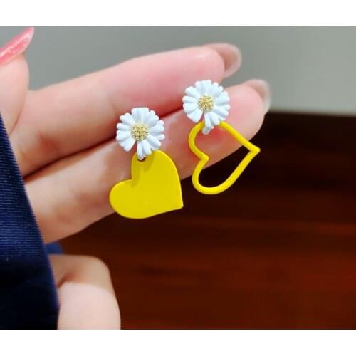 Yellow Drop Earring Summer Orange Heart Earrings For Women Fashion Korean Jewelry Tassel Ear Rings Temperament Sweet Ear Studs