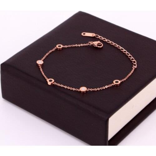 Fashion Jewelry Rose Gold Stainless Steel Roman numerals Bracelets & Bangles Female Charm Bracelet For Women K203