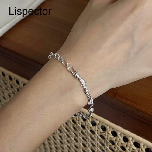 Lispector 925 Sterling Silver Korean Irregular Handmade Chain Bracelets for Women Geometric Braided Bangle Female Jewelry Gifts