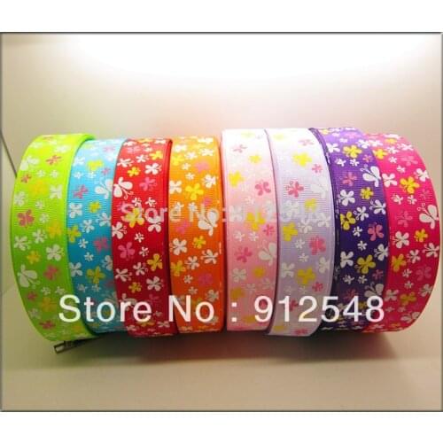 1" (25mm) 8 color mix butterfly Grosgrain Ribbon,Butterfly ribbon,hd009