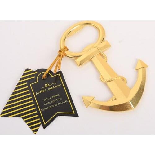 200pcs Unique Anchor Corkscrew golden Bottle Opener for Wedding Gift Beach Themed Sea Party Kitchen Bar Beer Openers Tools SN575