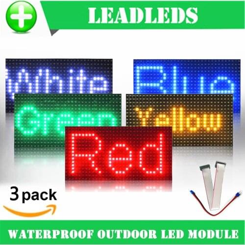 3PCS 32*16 waterproof P10 Outdoor Red Green Yellow Blue Led module for single color P10 led message display module