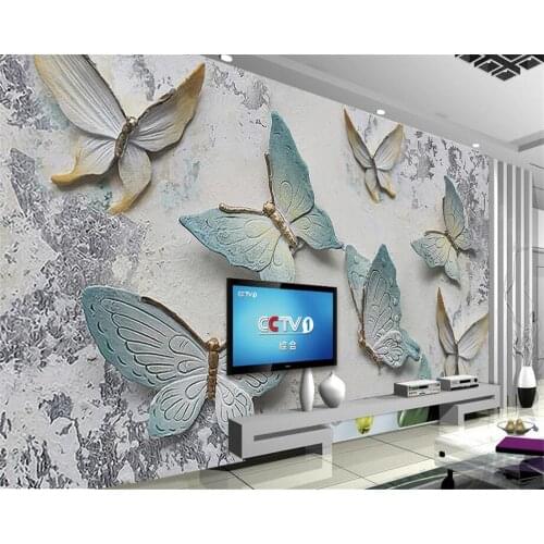 3D Butterfly Relief background European style custom large mural Embossed wallpaper papel de parede 3d wallpaper beibehang