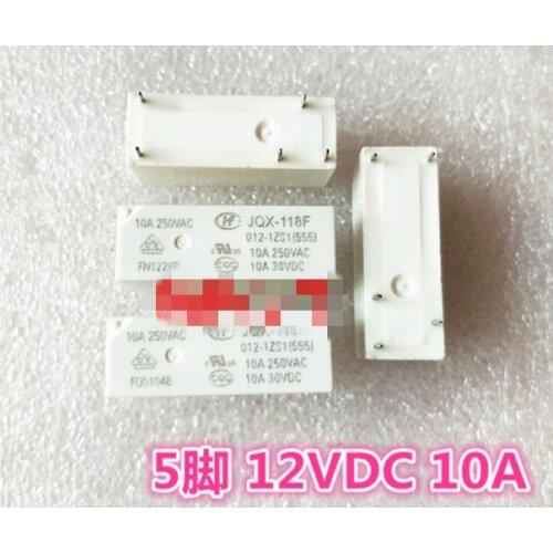 5pcs/lot JQX-118F 012-1ZS1 HF118F Universal 12VDC 12V 5PIN 10A Relay DC12V