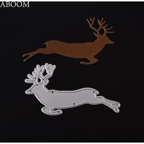 ABOOM 1PC Running Deer Embossing Folder Cutting Dies Scrapbooking Album Photo Decoration Cut Die Invitation Card Making Mold