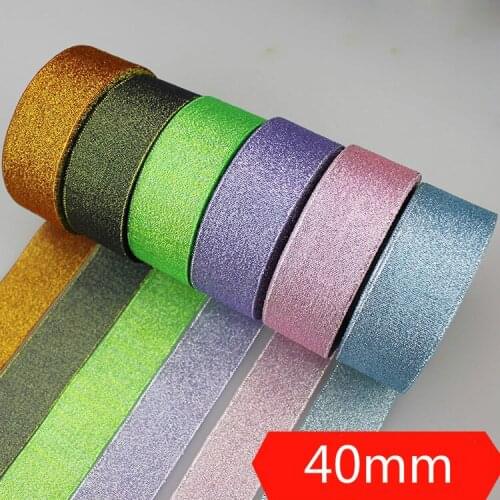 25Yards 40mm Multicolor Glitter Silk Satin Ribbon Party Home Wedding Decoration Gift Wrapping Christmas Halloween DIY Material