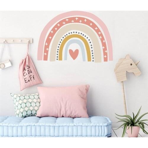 Bohemia Rainbow Wall Stickers for Kids Room Decoration Aesthetic Nursery Art Wallpaper Posters Girls Bedroom Home Decor Decals