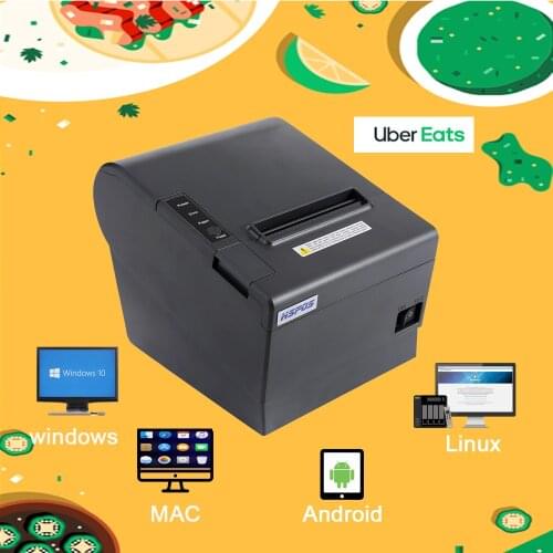 80mm Bluetooth WIFI Ethernet Receipt Bill Ticket Pos Thermal Printer Compatible with Uber Eats and Mac Andoird