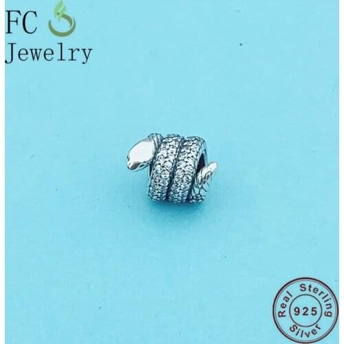 FC Jewelry Fits Pandora Charm Bracelet 100% 925 Sterling Silver Animal Snake Zircon Bead For Making Women Spacer Berloque 2020
