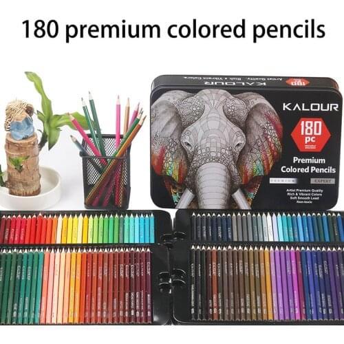 KALOUR 72/180 Colored Pencil Set 3.8 MM Core Soft Oil Color Pencils for Drawing Rich Pigment Colour Pencil Iron Box Set
