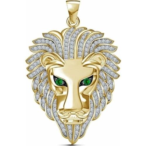 Creative Full Diamond Lion Head Pendant Fashion Trend Personality Animal Luxury Exquisite All-Match Necklace Gift Jewelry