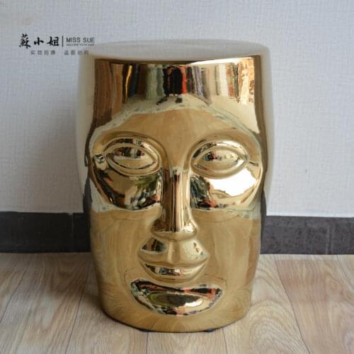 Creative face porcelain stool cool stool low pier ceramic ancient stool human face stool monk head stool ceramic stool