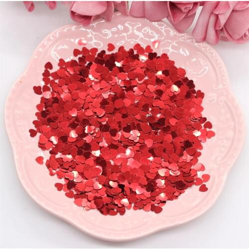 KSCRAFT 5mm Red Heart-Shaped Shape Sequins PVC Flat for DIY Card Making Craft Color Collection