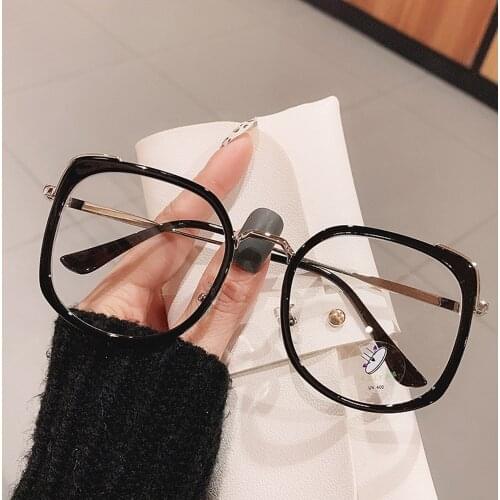 Fashion Oversized Square Women Glasses Frame Vintage Clear Anti-blu-ray Eyewear Men Optical Pink Frame Computer Goggle