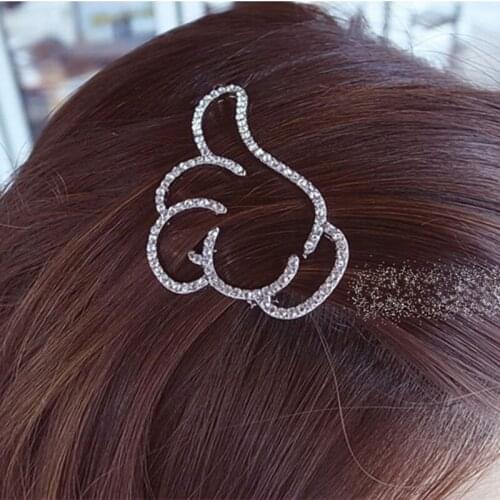 Fashion Women Girls Fashion Hairpins Hollow Rhinestones Thumbs Up Hair Clip Hair Accessories Wholesale Unique Gift