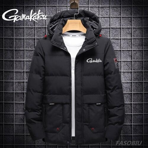 Gamakatsu Men Plus Velvet Warm Thick Windproof Jacket 2021 Winter Fishing Clothes Outdoor for Sports Hiking Clothing