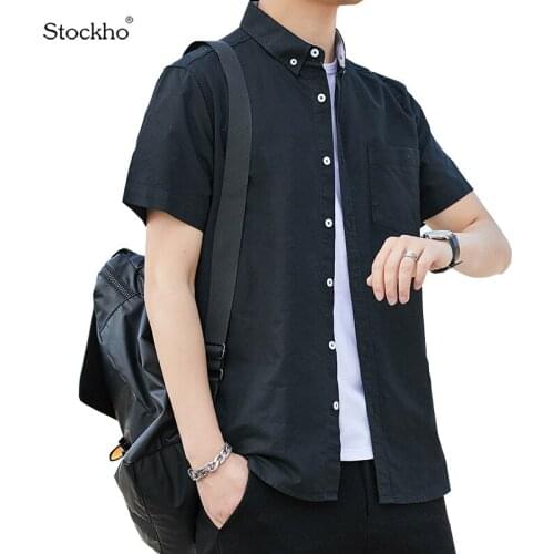 Mens Clothes 2021 Summer Mens Short-Sleeved Shirt Tops Fashion Short-Sleeved T-Shirts Oxford Spun Tops Korean Casual Jackets