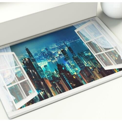Floor Mat Scenery Outside The Window Area Rugs Living Room Bedroom Bathroom Decoration Print Large Carpet Night View and Forest