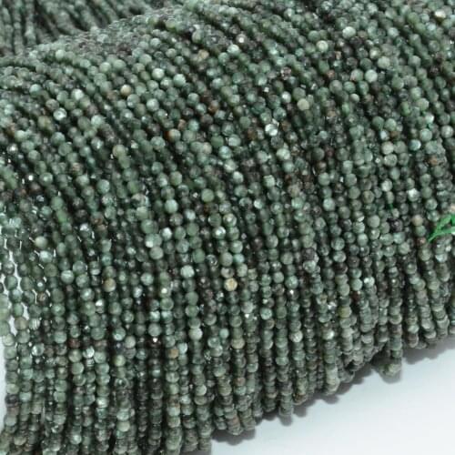 Natural Seraphinite Faceted Round Beads 2.2mm, Not Perfect Quality