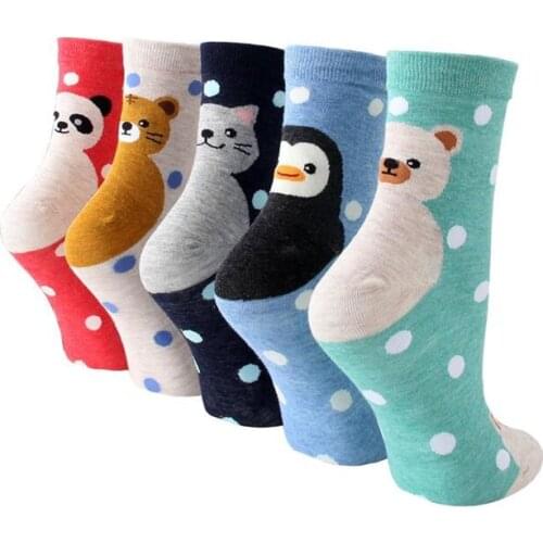 Recommend !! womens cute cartoon socks 100% cotton autumn cartoon funny socks women winter cool animal cotton sock girl
