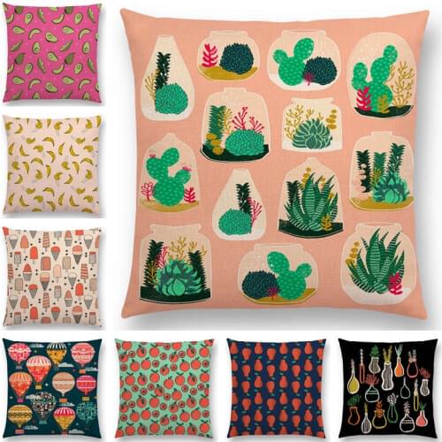 Newest Cute Mini Fruits Sofa Throw Pillo Avocado Banana Lemons Oranges Pineapple Palm Trees Tropical Cushion Cover