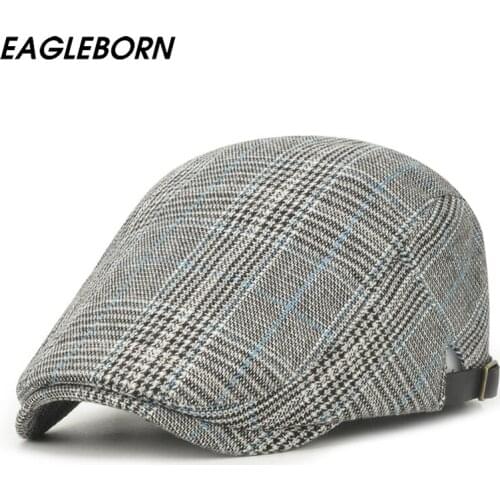 2021 New Womens Black White Gray Visors Square Lattice Hat Men Visors Houndstooth Hat Lady Small Beckham Men Cap Striped Dad Hat