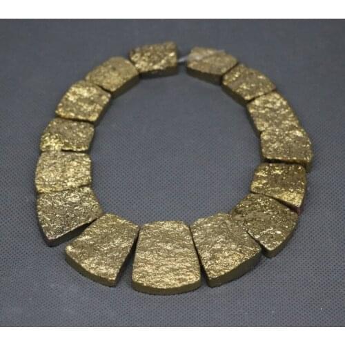New Arrival Beautiful Gifts, Titanium Gold Stone Necklace, Sediment Slice Beads Top Drilled Slab Accessories Jewelry Making